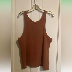 Mother Denim The Chin Ups Rust Ribbed tank top Sundown New - XL